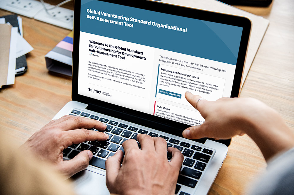 Users interacting with the The Global Volunteering Standard Platform